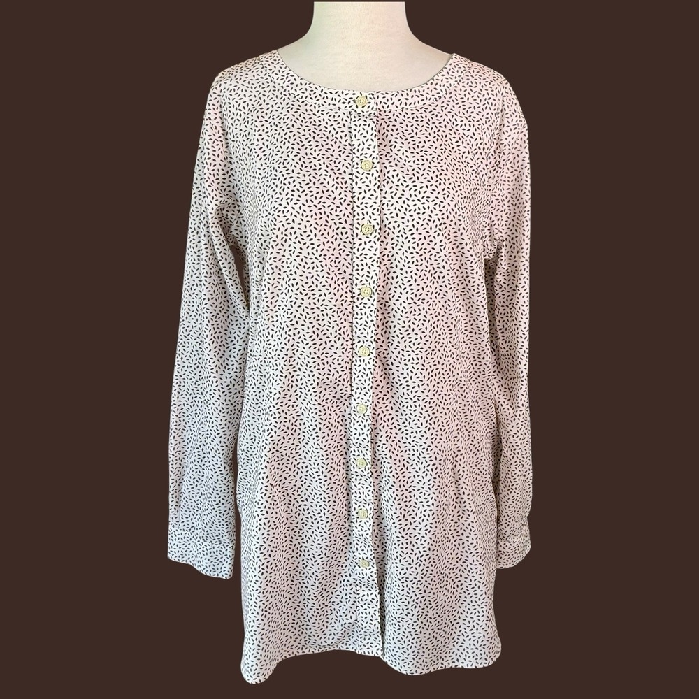 Duluth Trading Co. Wrinklefighter Tunic Pockets Large Geometric Cotton Blend
